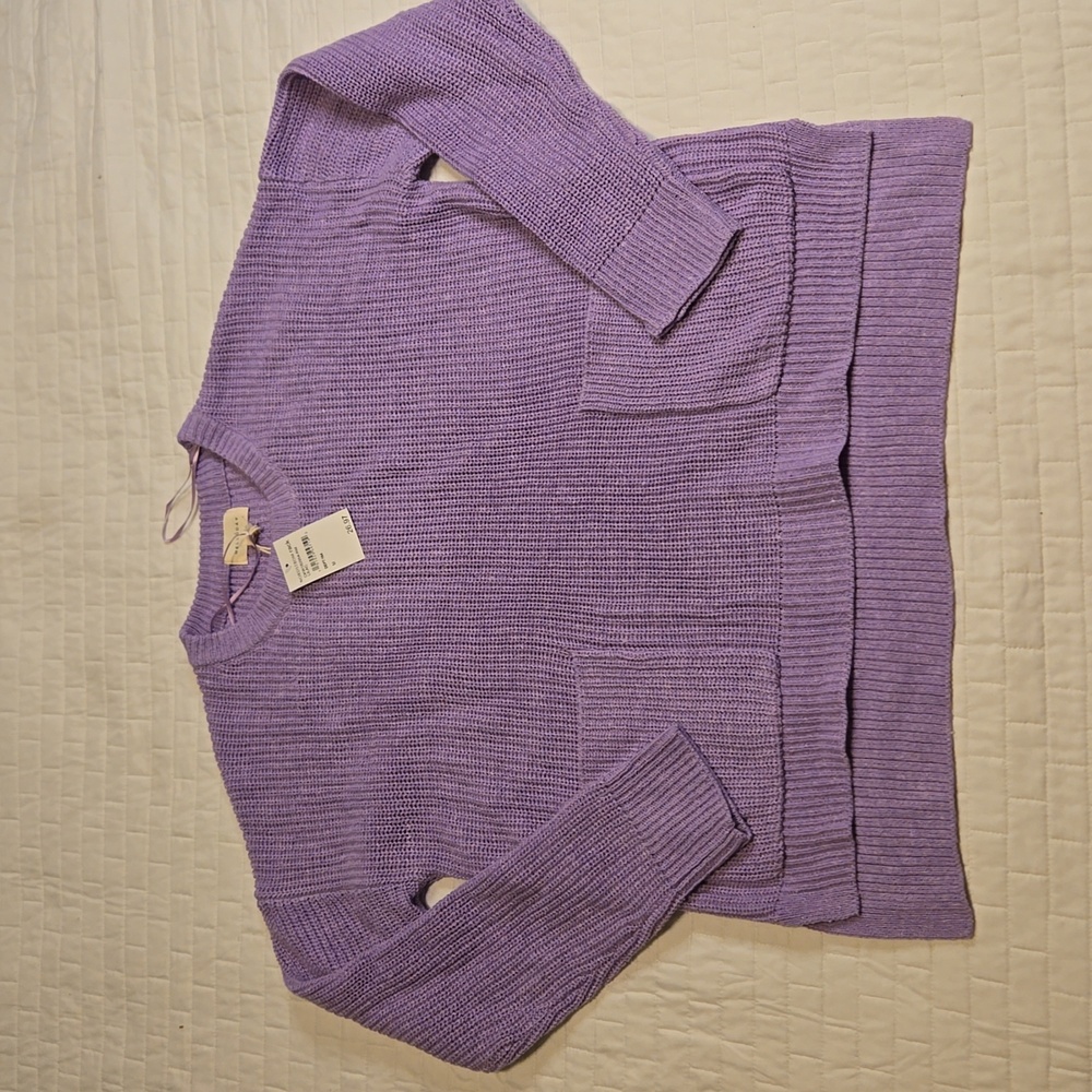 NWT Melloday 2 Pocket Pullover Knit Sweater Wool Lilac, Various Sizes